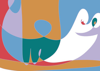 Artwork and hand drawn trendy contemporary abstract shapes. Brush stroke.