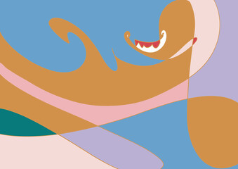 Artwork and hand drawn trendy contemporary abstract shapes. Brush stroke.