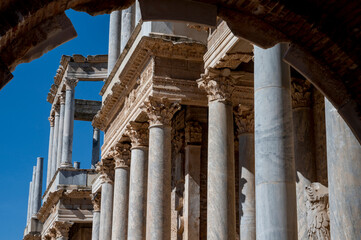 Merida, Badajoz.08.04.2023.Roman theater of Merida in Badajoz