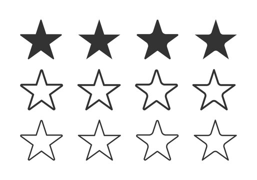 Star icon collection. Different flat stars set
