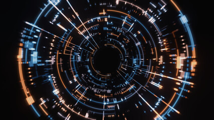 3D Rendering of abstract fast moving stripe lines with glowing  light flare. digital binary data. Concept of leading in business, Hi tech products, speed, machine learning, AI, science background