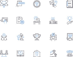 Education outline icons collection. learning, knowledge, enlightenment, instructing, teaching, curricula, textbooks vector and illustration concept set. textbooks,studying, examination linear signs