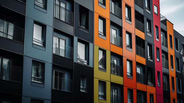 colorful building facede, close up
