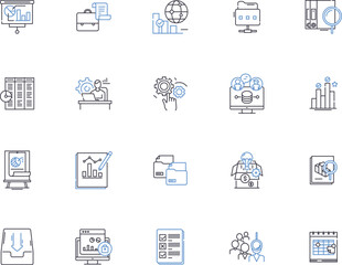 Database outline icons collection. Database, DBMS, RDBMS, SQL, Oracle, MongoDB, Cloud vector and illustration concept set. Table, Index, Query linear signs