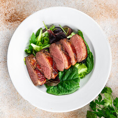 duck meat breast roasted poultry meat meal food snack on the table copy space food background rustic top view