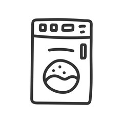 Washer vector hand drawn icon. Washing machine flat sign design. Wash machine symbol pictogram. Linear hand drawn icon. UX UI icon