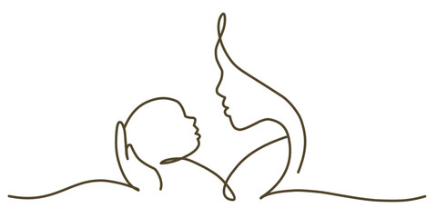 Naklejka na ściany i meble Mothers day line art style vector illustration