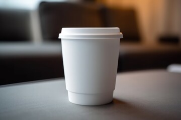 Blank white takeaway coffee cup mockup template cafe background generative AI