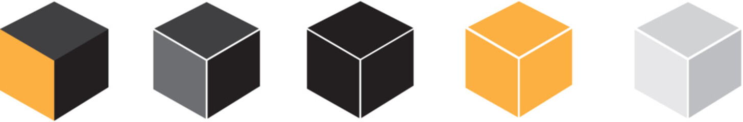 Vector illustration of a set of five cube icons