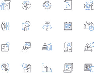 System design outline icons collection. System, Design, Architecture, Modeling, Algorithm, Coding, Simulation vector and illustration concept set. Interface, Protocols, Components linear signs