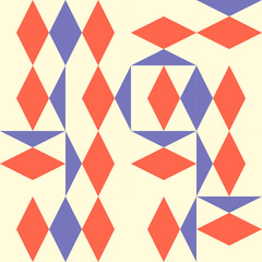 Abstract Mosaic Geometrical Pattern Design With Simple Shapes And Figures