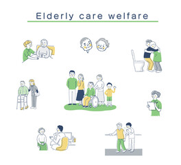 さまざまな介護福祉のイメージ　セット