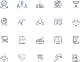 Awards outline icons collection. Awards, accolades, honors, prizes, recognitions, accolades, laurels vector and illustration concept set. rewards, distinctions, tributes linear signs