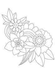  floral drawing. Art therapy coloring pages.Vector illustration Floral Mandala Coloring Pages, Flower Mandala Coloring Page,