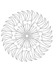  floral drawing. Art therapy coloring pages.Vector illustration Floral Mandala Coloring Pages, Flower Mandala Coloring Page,