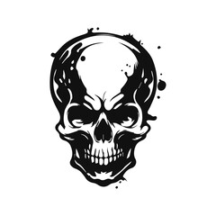Vector isolated skull devil. Cartoon skull. Grunge and vintage skull illustration. Line art skull vector tattoo