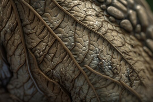 A close-up of a natural surface, such as a leaf or shell, with interesting patterns and textures, Generative AI