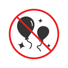 Prohibited balloon vector icon. No balloon icon. Forbidden helium balloons icon. No helium balloon sign. Warning, caution, attention, restriction, danger flat sign design. UX UI icon symbol pictogram