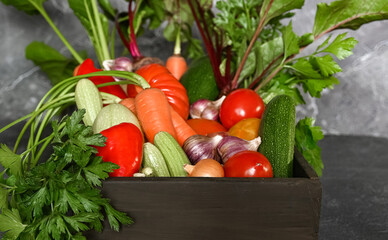 vegetable crops in the drawer, food closeup