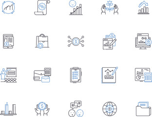 Assessment outline icons collection. testing, evaluation, examination, appraisal, grading, survey, rating vector and illustration concept set. measuring, analyse, measure linear signs