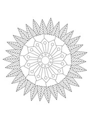 Flower mandala illustration. Oriental pattern, vintage decorative elements Easy mandala kaleidoscope pattern on white background 
Adult coloring page 