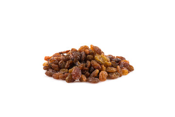 Sweet raisins on white