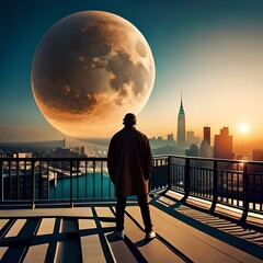 AI Generated Picture with a big Moon