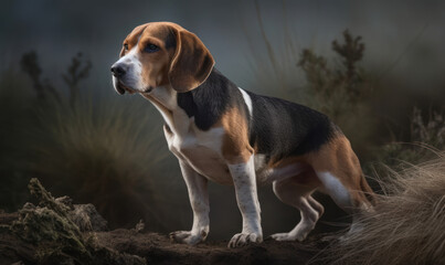 photo of Beagle in its natural habitat. Generative AI