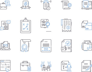 insurance business outline icons collection. Insurance, Business, Risk, Coverage, Policy, Industry, Claims vector and illustration concept set. Underwriting, Liability, Investment linear signs