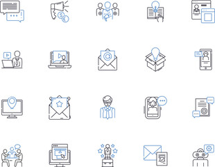 News outline icons collection. News, Media, Headlines, Journalism, Broadcast, Reporter, Breaking vector and illustration concept set. Report, Story, Update linear signs