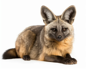 photo of bat-eared fox isolated on white background. Generative AI