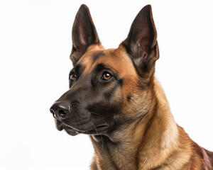 Fototapeta premium photo of Belgian Malinois isolated on white background. Generative AI