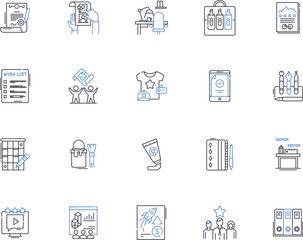 Designer outline icons collection. Designer, stylist, tailor, creator, fashionista, couturier, architect vector and illustration concept set. illustrator, modeller, craftsman linear signs