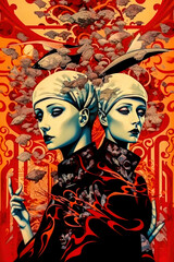 Neo Surreale Pop Art Abstrakt Digital Art Generative AI Wandbild Hintergrund Cover Magazin Ausstellung Kunst Differenziert