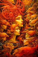 Neo Surreale Pop Art Abstrakt Digital Art Generative AI Wandbild Hintergrund Cover Magazin Ausstellung Kunst Differenziert