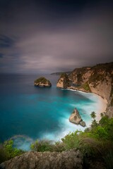 Aerial view of Diamond beach in Nusa Penida island of Bali