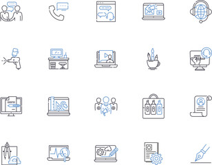 Workshop outline icons collection. Workshop, Training, Seminar, Education, Conference, Skill, Class vector and illustration concept set. Craft, Symposium, Tutoring linear signs
