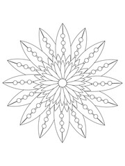 Obraz premium Flowers Leaves Coloring page Adult.Contour drawing of a mandala on a white background. Vector illustration