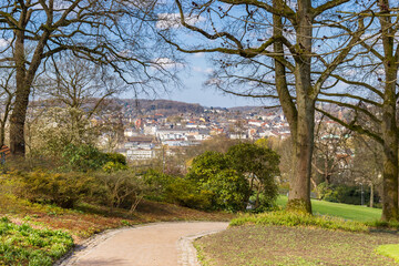 View over the Hardt park and the historical city center of Wuppertal, Germany