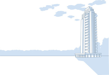 background illustration of a tower apartment.High rise apartment.Residential tower apartment.