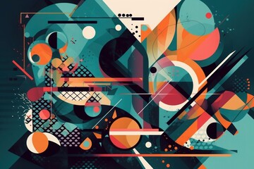 Obraz premium Colorful abstract design with geometric shapes. Generative AI.