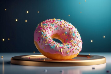 Donuts with glaze, super photo realistic background. Generative ai illustration