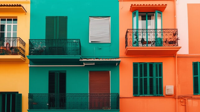 Colorful facades of houses