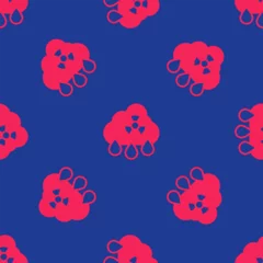 Keuken spatwand met foto Red Acid rain and radioactive cloud icon isolated seamless pattern on blue background. Effects of toxic air pollution on the environment. Vector © Iryna
