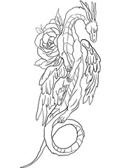 Immerse yourself in the world of fantasy with Mythical Creatures, a coloring page featuring a detailed outline illustration of an ancient dragon. Let your imagination soar as you bring this legend.