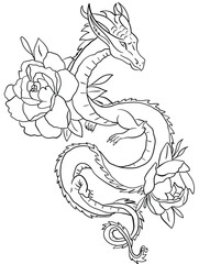 Immerse yourself in the world of fantasy with Mythical Creatures, a coloring page featuring a detailed outline illustration of an ancient dragon. Let your imagination soar as you bring this legend.