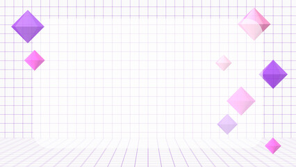 グリッド背景と立体的なひし形の背景　