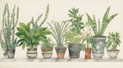 イラスト調の観葉植物 No.024 | Illustrative houseplants　Generative AI