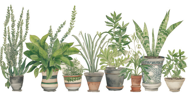 イラスト調の観葉植物(切り抜き) No.024 | Illustrative houseplants cut-out (picture, coloured paper, etc.)　Generative AI