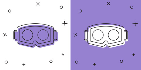 Set Virtual reality glasses icon isolated on white and purple background. Stereoscopic 3d vr mask. Optical head mounted display. Vector